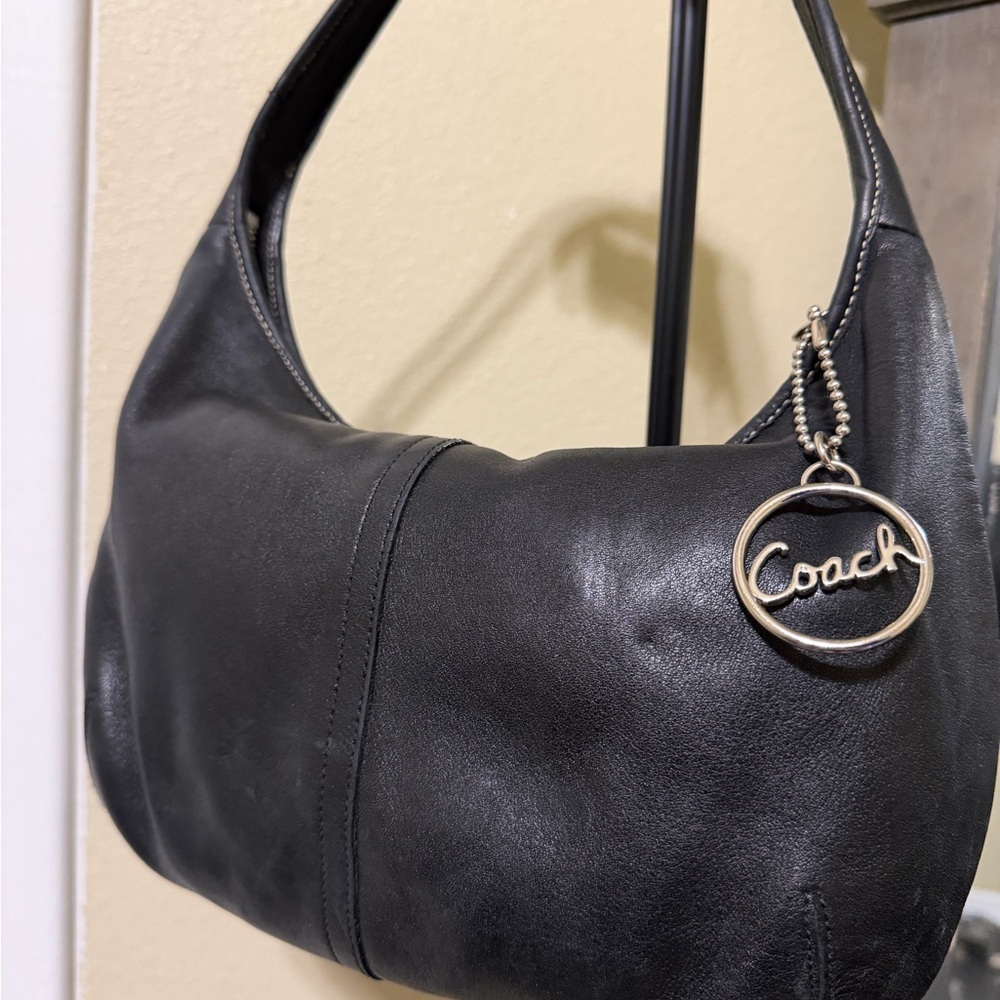 Vintage Coach Black Leather Hobo Bag with Silver Accent✨Priced to sell! - Picture 2 of 13